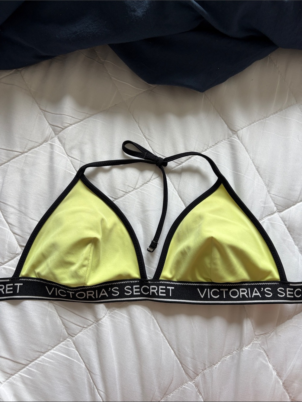 Victoria's Secret Neon Yellow & Black Triangle Bikini Top
